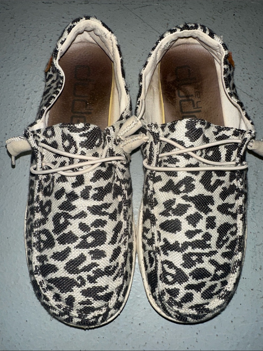 Hey Dude Women's Leopard Print Canvas Flats - Black & White